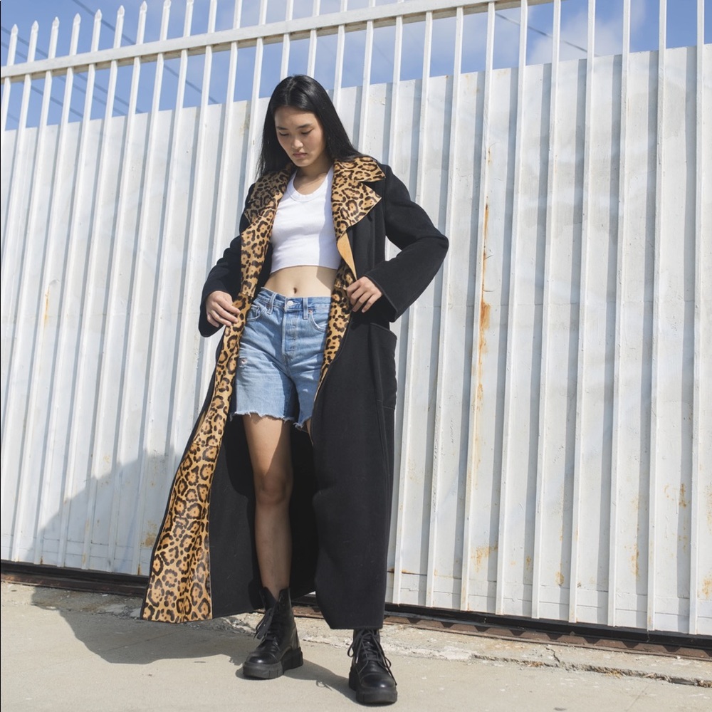 Fendi contrast leather trench coat